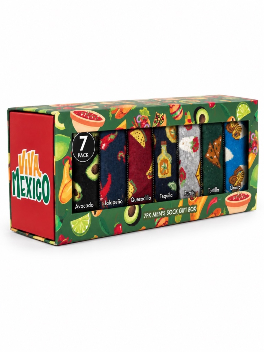 Men’s Novelty Sock Gift Box 7 Pack Mexican Food Socks